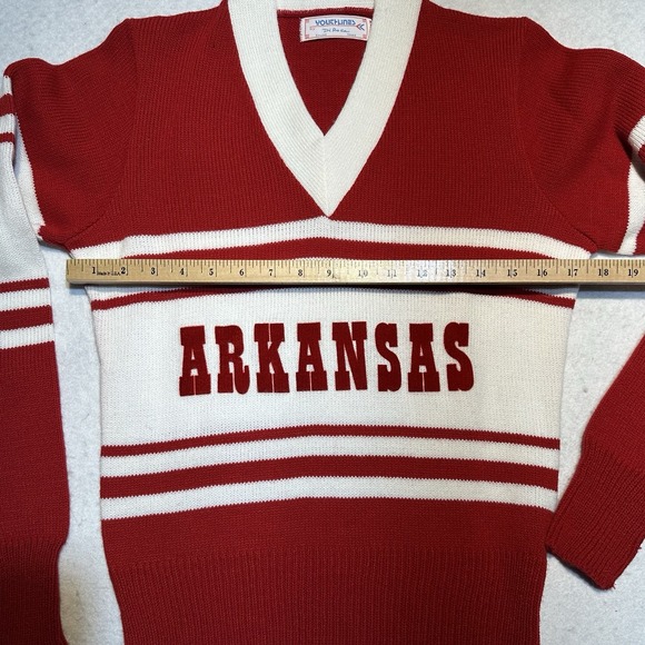 Rare Vintage Arkansas Razorback V Neck Womens Knit Sweater Size Med Made In USA - Picture 5 of 8